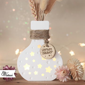 Silikonform - Leuchtvase "Lunara" mit Sternendeckel + Gratis Lasercut Dateien für Etikett und Anhänger