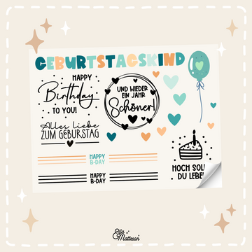 Rub On Sticker Din A6 - "Geburtstagskind"