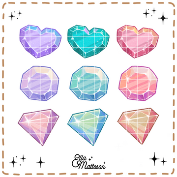 Digistamps / Sticker für Print & Cut - Edelsteine