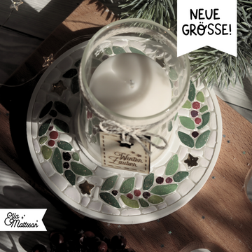 Silikonform Mosaik Tablett M - "Winterbeeren-Lichtteller"