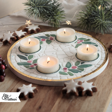 Silikonform Mosaik Tablett L - "Adventskranz Winterbeeren"