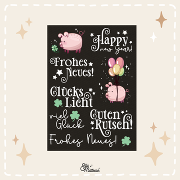 Rub On Sticker Din A6 - "Frohes Neues"