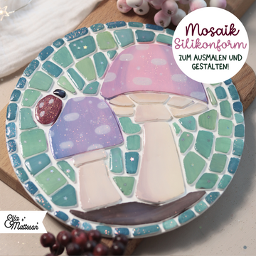 Silikonform Mosaik Tablett L - "Zauberpilze"