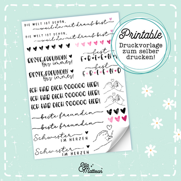 Druckvorlage Kerzensticker - "Beste Freundin" - Ella Mattsson©