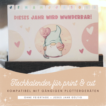 Druckvorlage Tischkalender - "Bunte Wichtel"