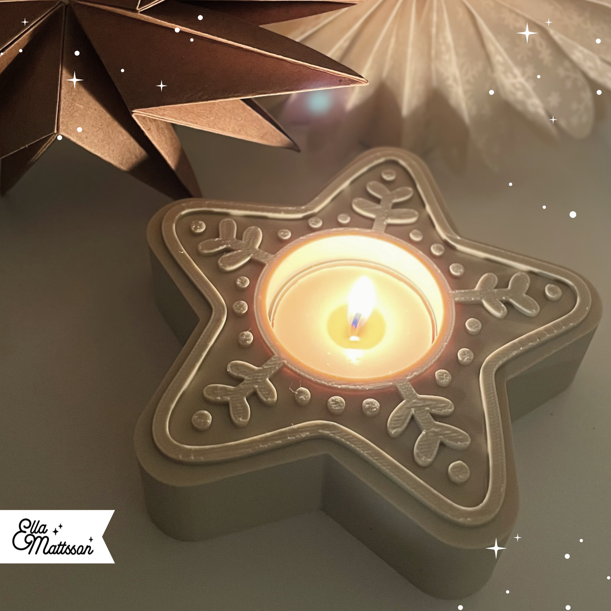 3D Druckdatei (STL) - Teelichthalter "Lebkuchen Stern"