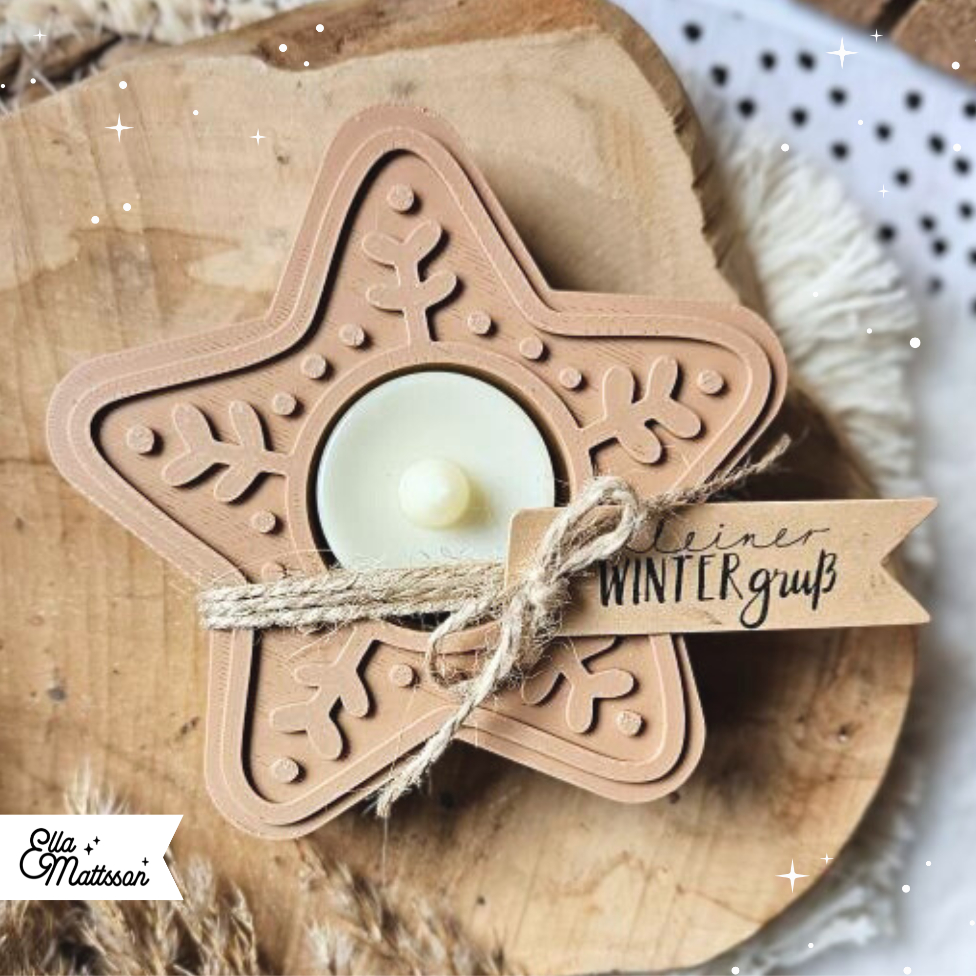 3D Druckdatei (STL) - Teelichthalter "Lebkuchen Stern"