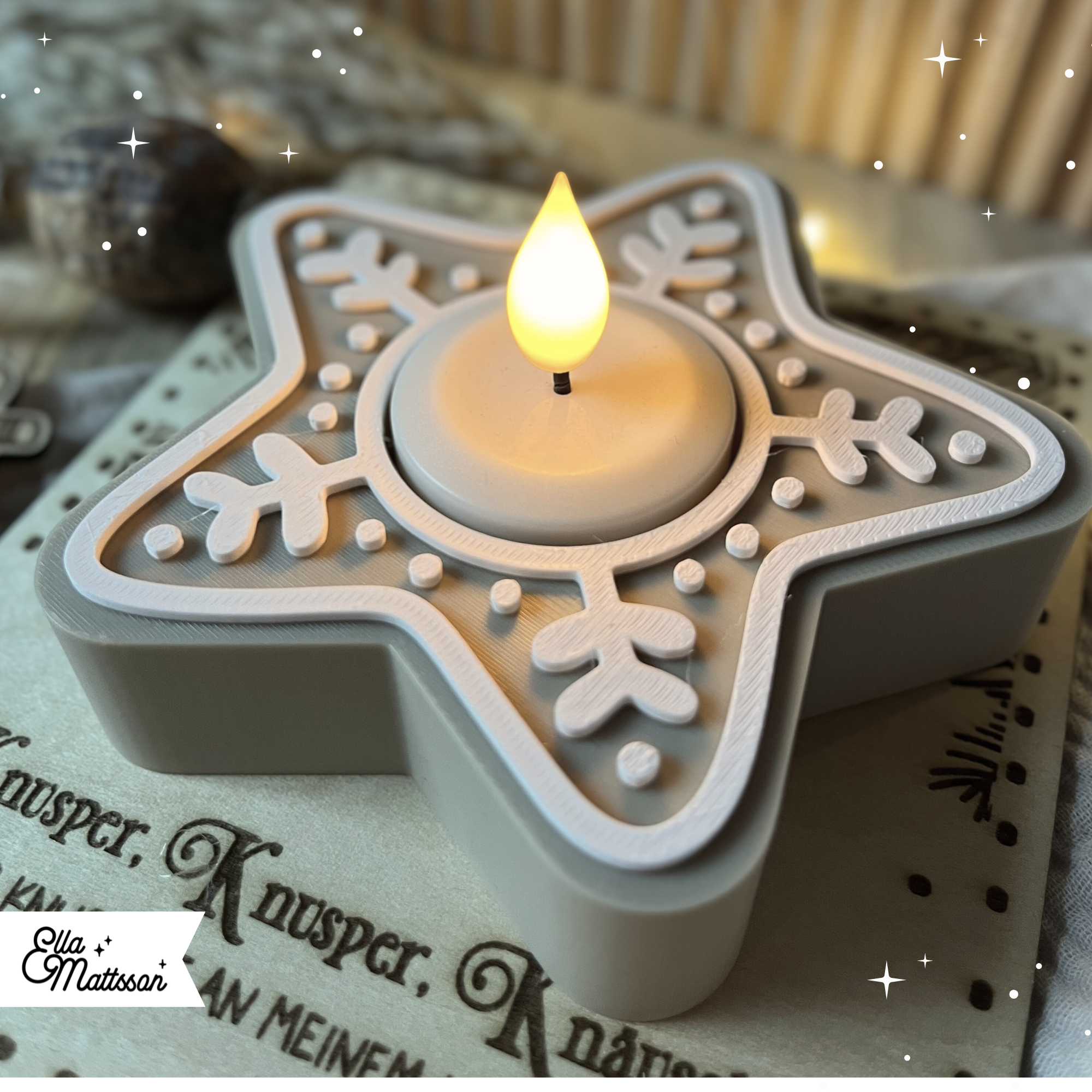 3D Druckdatei (STL) - Teelichthalter "Lebkuchen Stern"