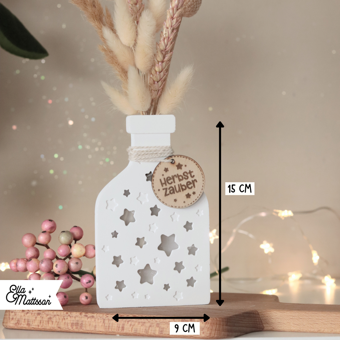 Silikonform - Leuchtvase "Solina" mit Sternendeckel + Gratis Lasercut Dateien für Etikett und Anhänger