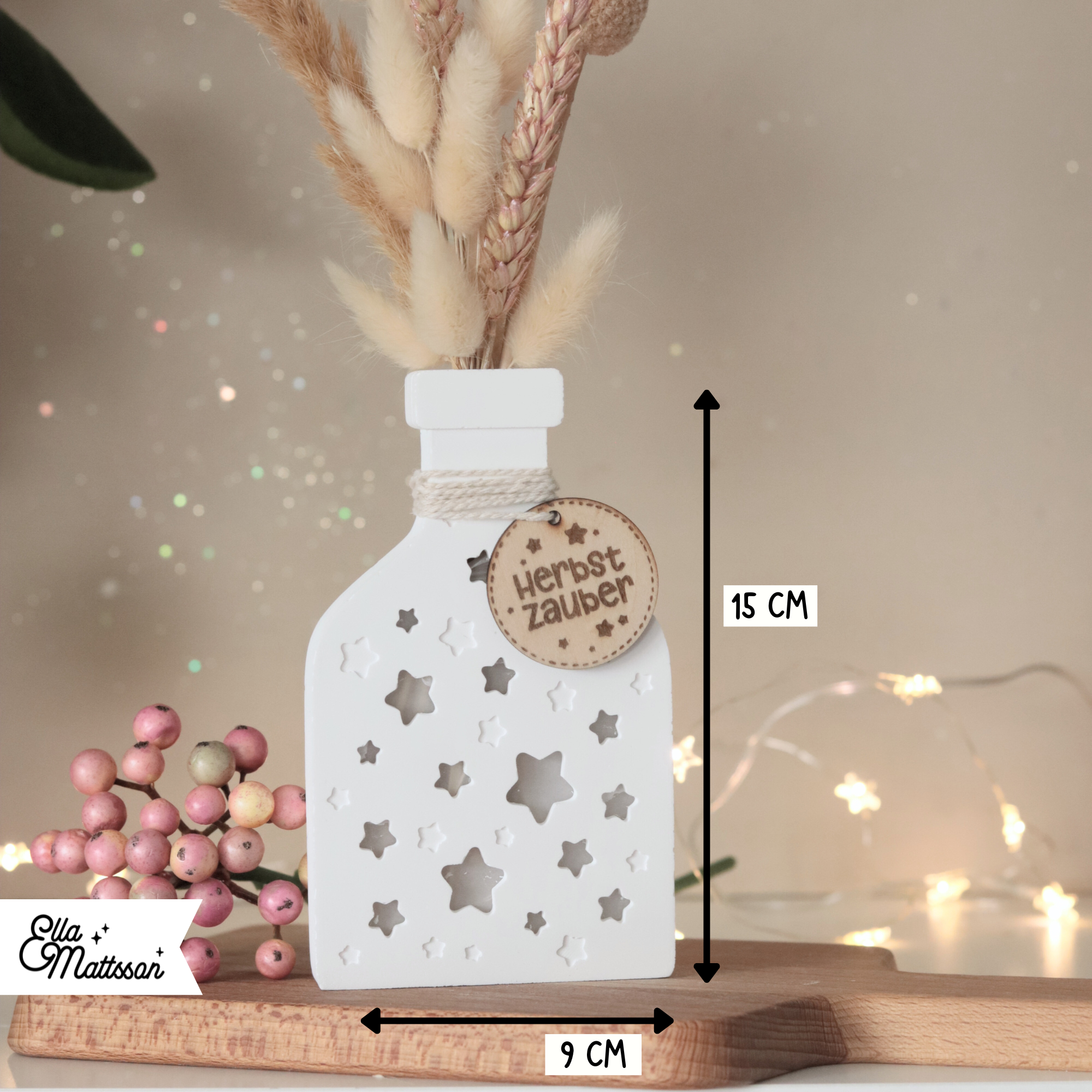 Silikonform - Leuchtvase "Solina" mit Sternendeckel + Gratis Lasercut Dateien für Etikett und Anhänger