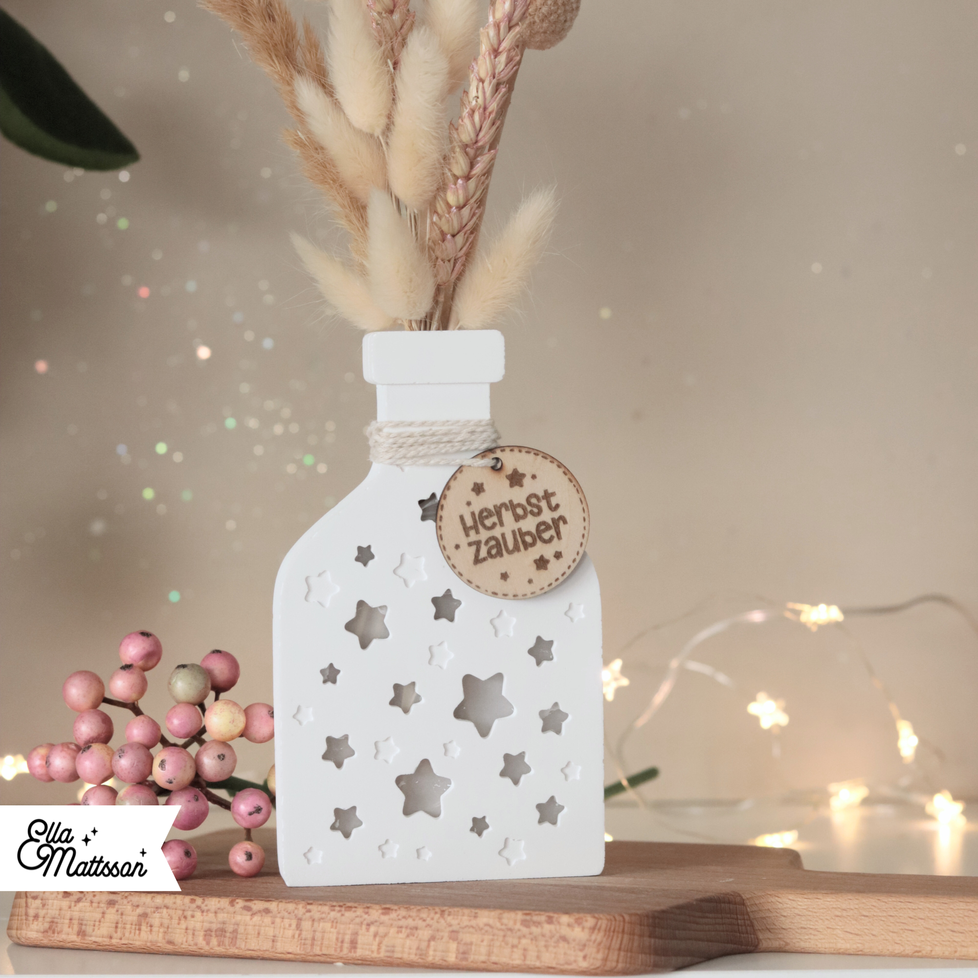 Silikonform - Leuchtvase "Solina" mit Sternendeckel + Gratis Lasercut Dateien für Etikett und Anhänger