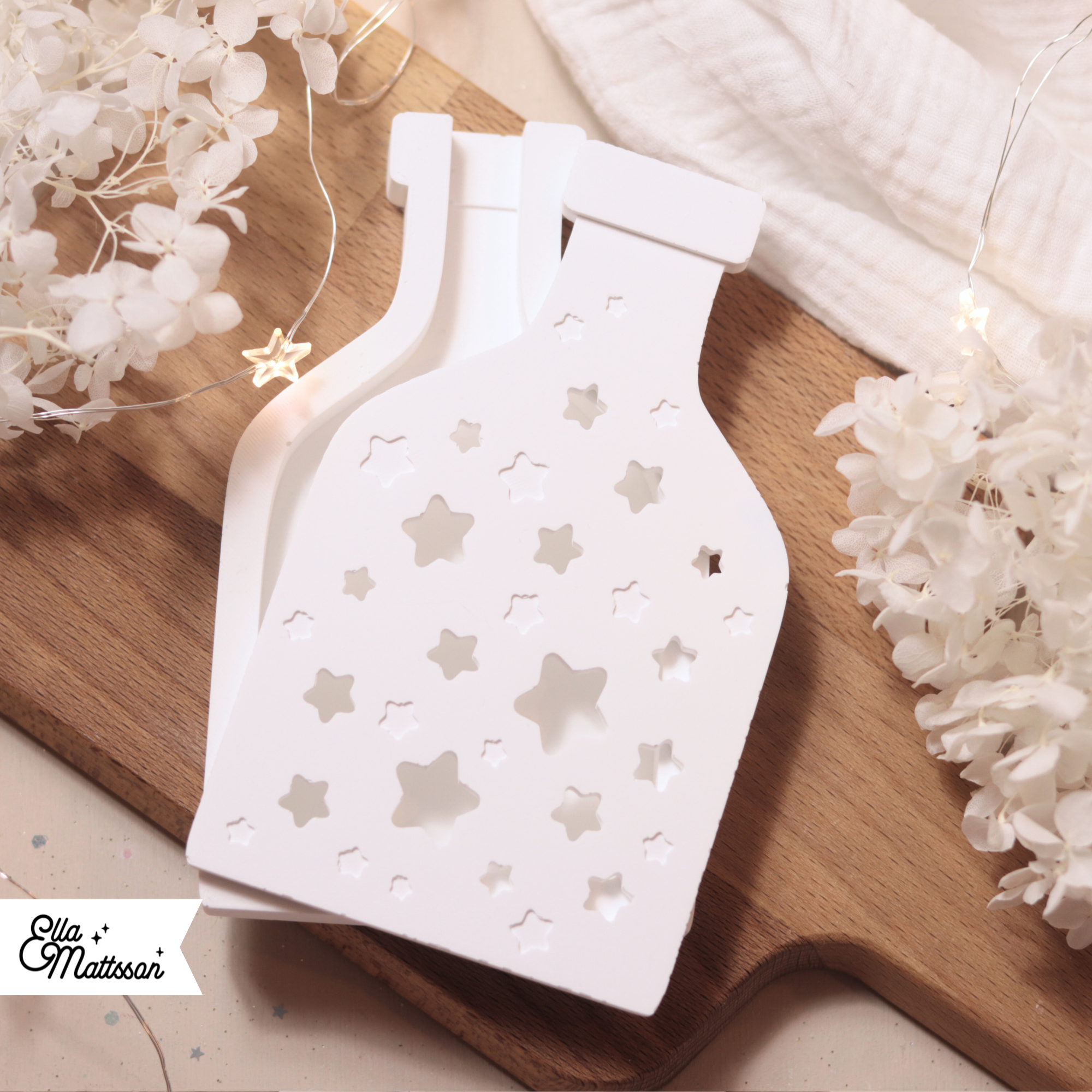 Silikonform - Leuchtvase "Solina" mit Sternendeckel + Gratis Lasercut Dateien für Etikett und Anhänger
