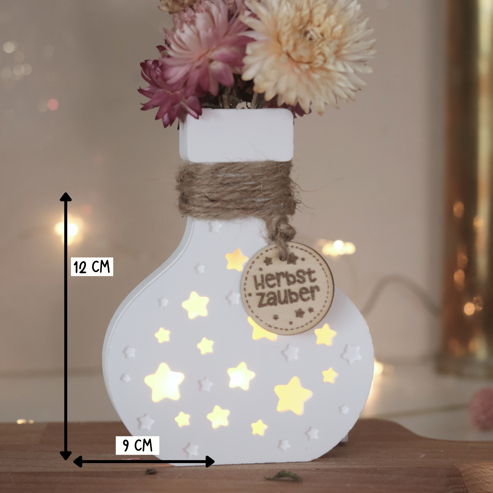 Silikonform - Leuchtvase "Lunara" mit Sternendeckel + Gratis Lasercut Dateien für Etikett und Anhänger