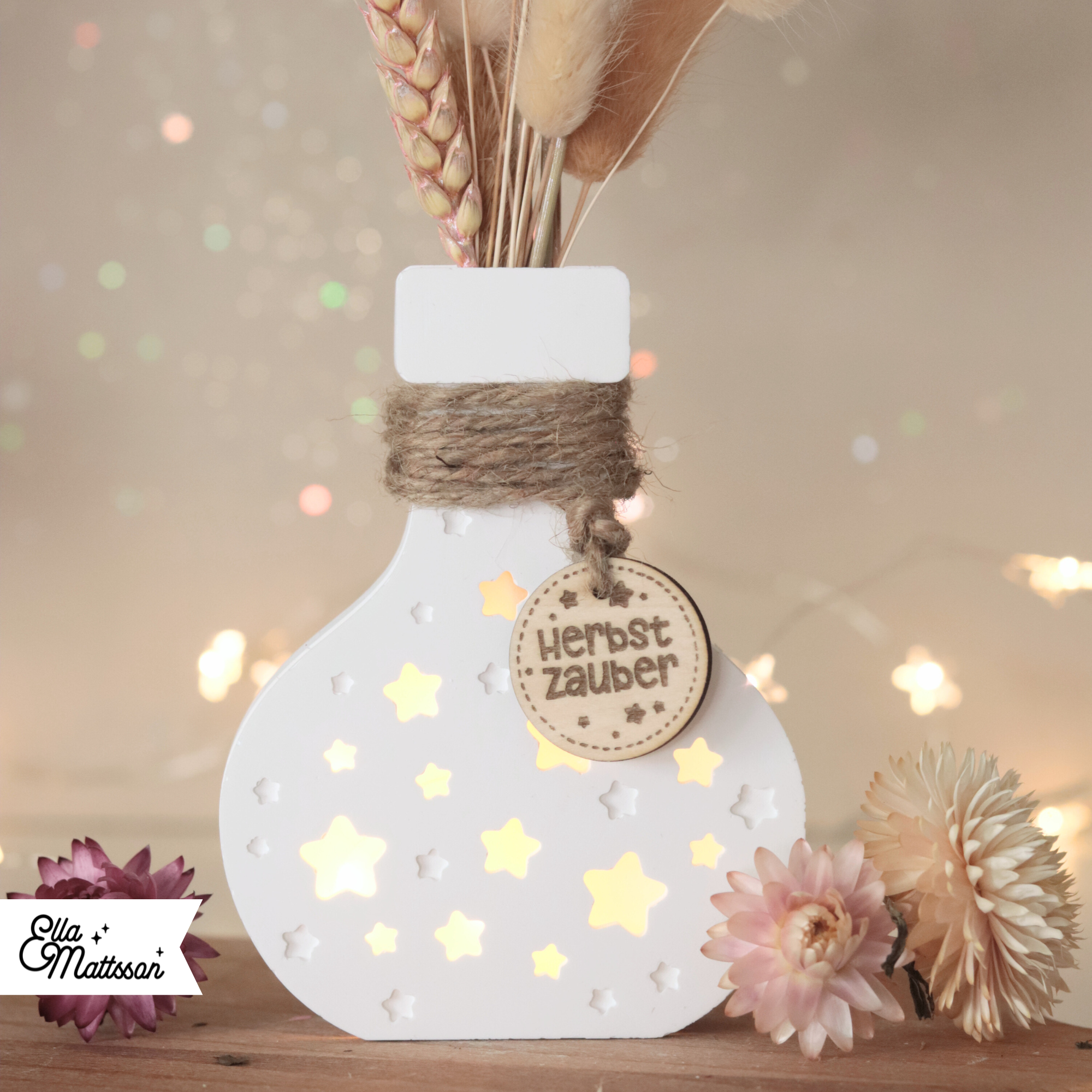 Silikonform - Leuchtvase "Lunara" mit Sternendeckel + Gratis Lasercut Dateien für Etikett und Anhänger