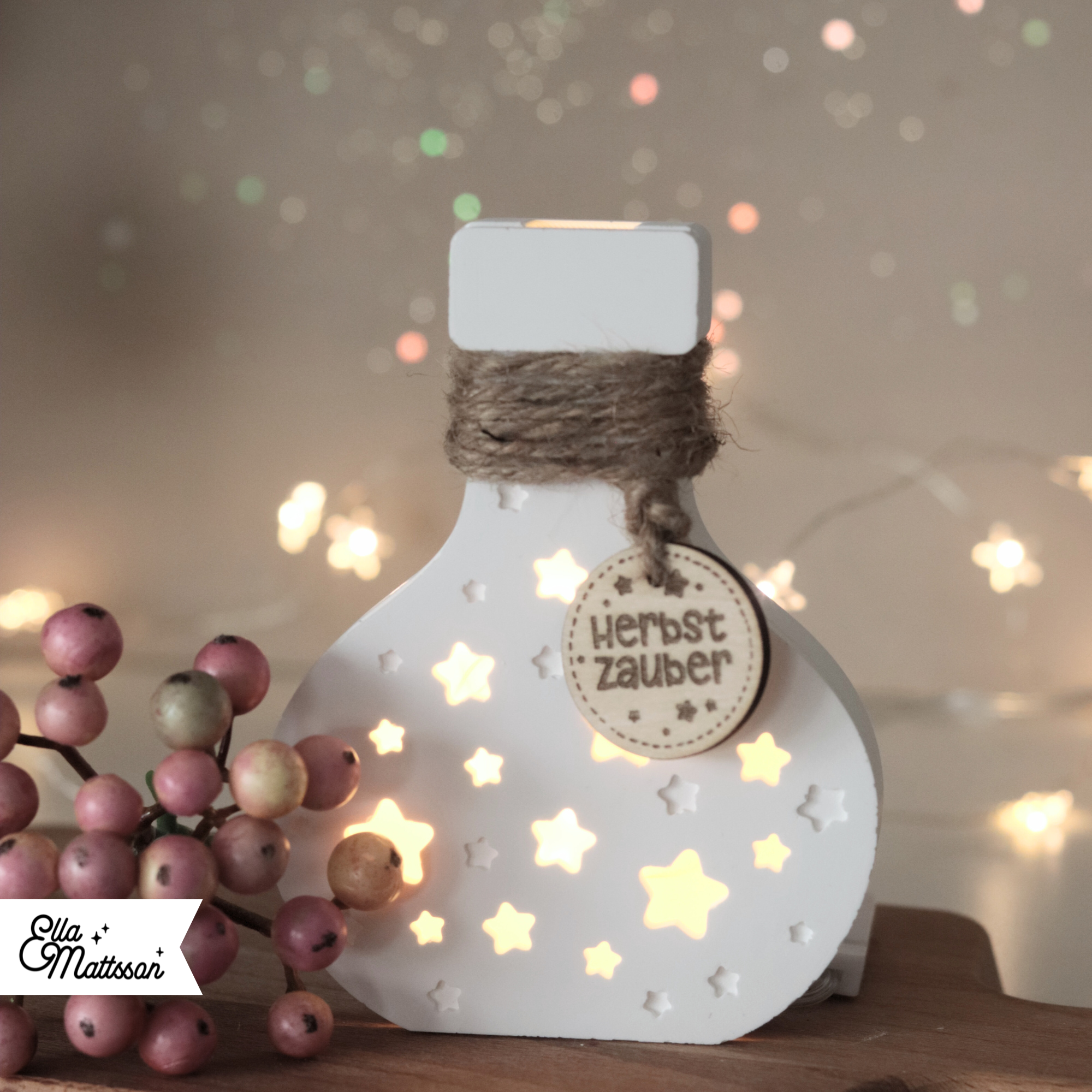 Silikonform - Leuchtvase "Lunara" mit Sternendeckel + Gratis Lasercut Dateien für Etikett und Anhänger