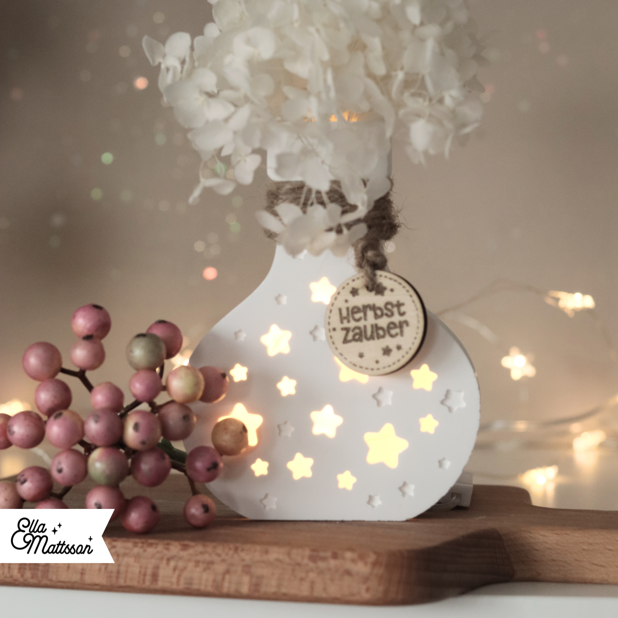 Silikonform - Leuchtvase "Lunara" mit Sternendeckel + Gratis Lasercut Dateien für Etikett und Anhänger
