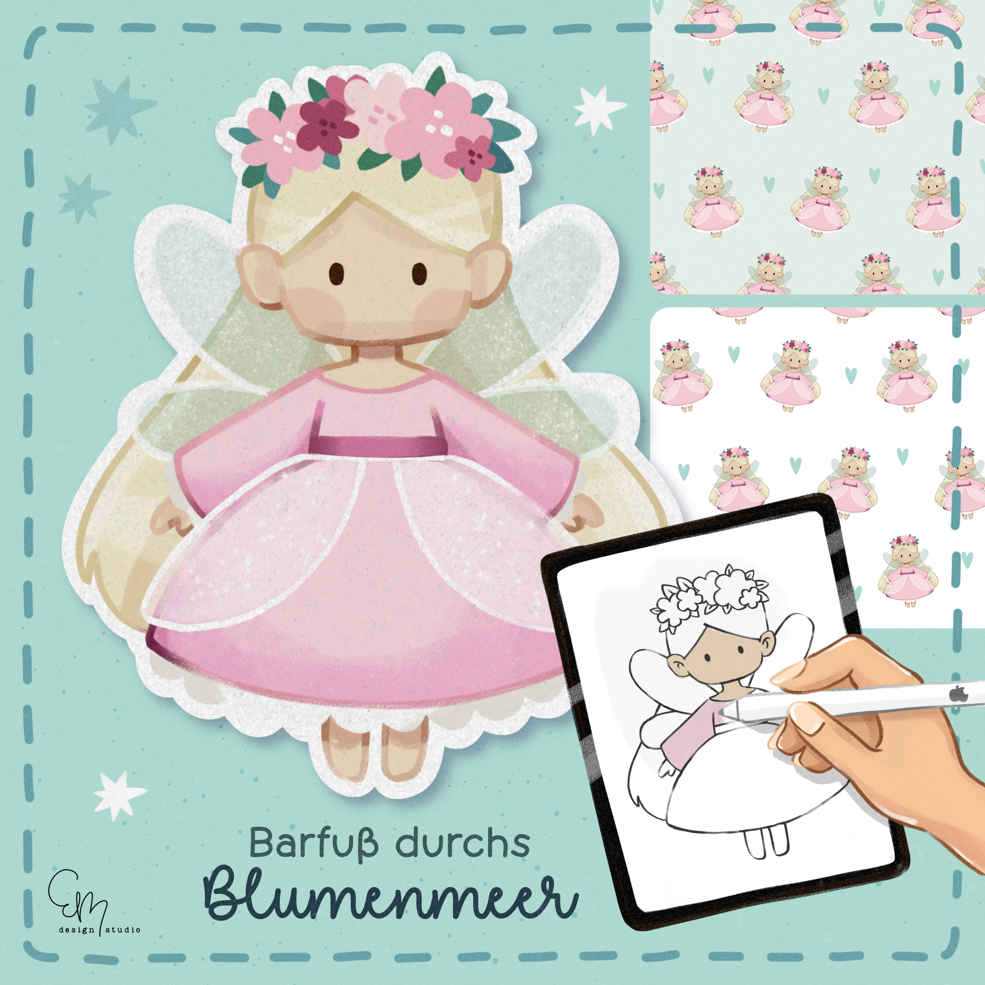 Digistamp - Blumenfee + Gratis Outlines zum colorieren