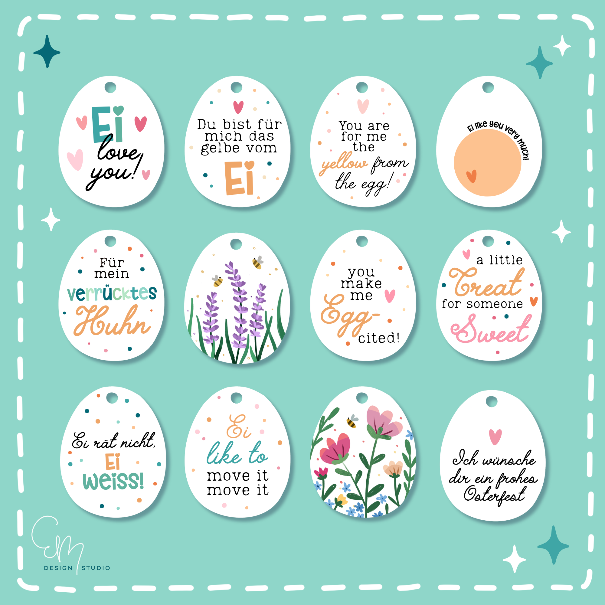 Print & Cut Anhänger - Eier mit Sprüchen für Frühling und Ostern