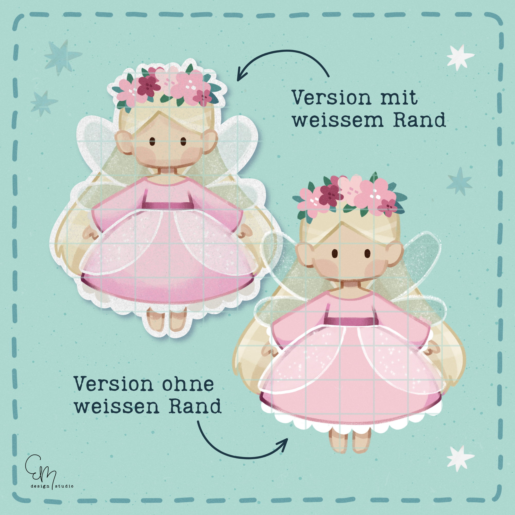 Digistamp - Blumenfee + Gratis Outlines zum colorieren