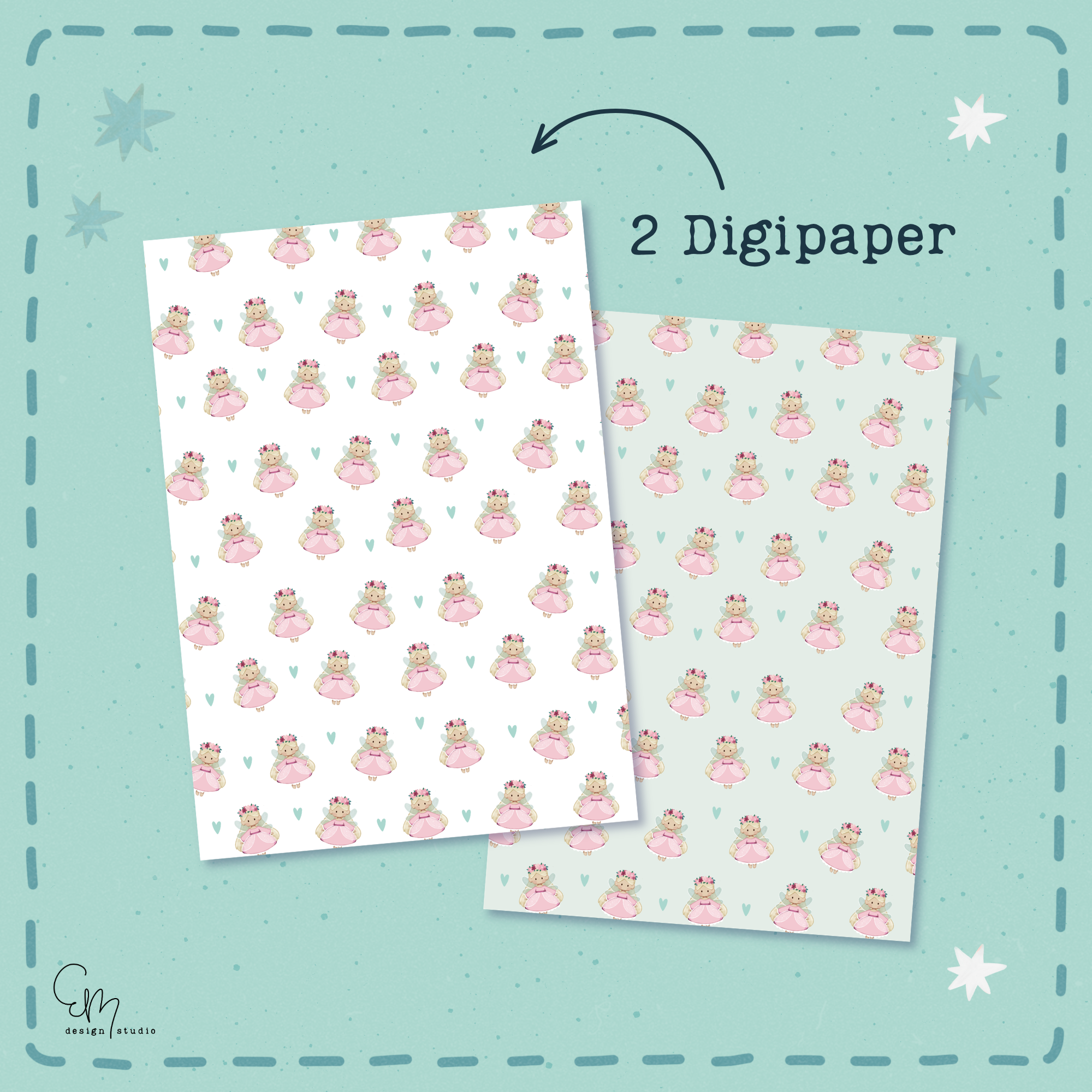 Digistamp - Blumenfee + Gratis Outlines zum colorieren