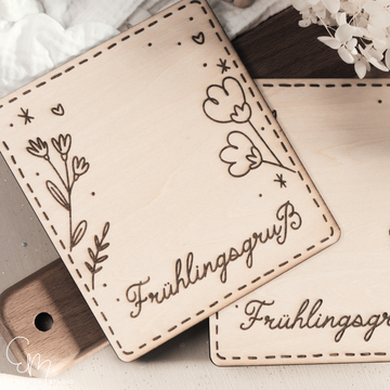 Gelasertes Holzbrettchen - "Frühlingsgruß"