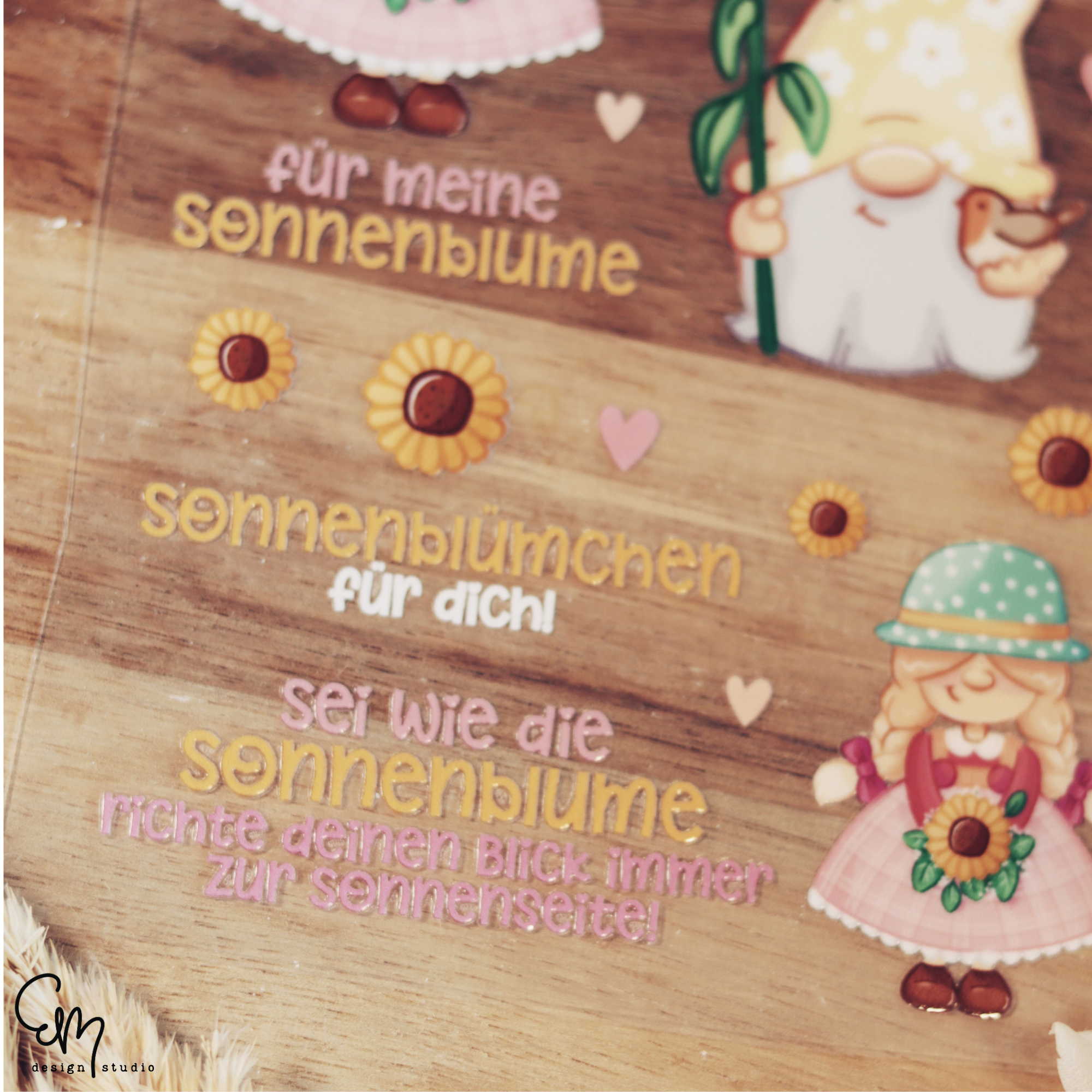 Rub On Sticker - Din A6 - "Für meine Sonnenblume - Wichtel"