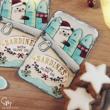4er Set Rub On Sticker - "Piet in der Sardinenbüchse – Weihnachtsedition" - passend für Silikonform "Kleine Büchse"