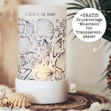 3D Druckdatei (stl) - Teelichtlaterne Sockel "Juno" - Sockel mit Manschette für bedrucktes Transparentpapier