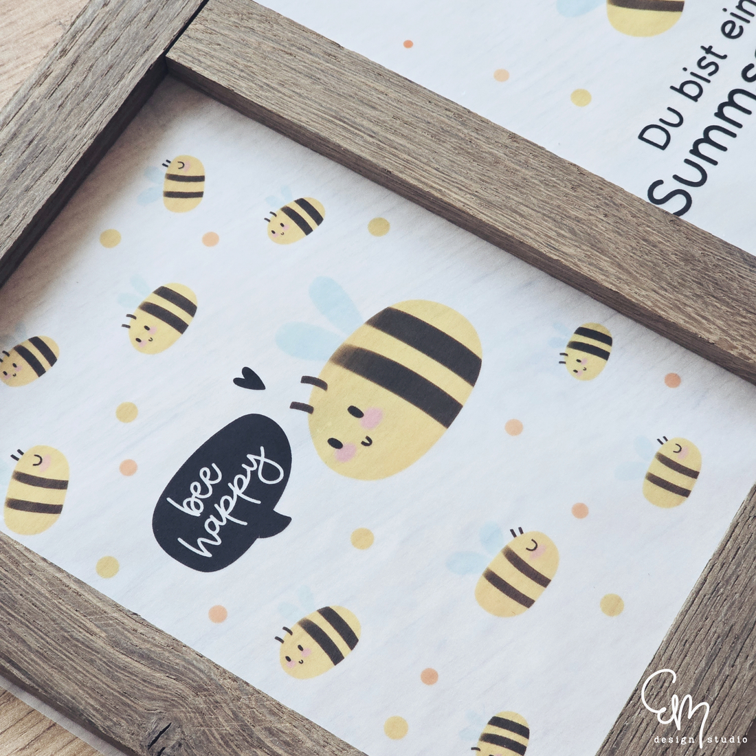 PDF - Laterne Druckvorlage "Bee Happy" süße Bienchen für Laterne aus easy-sticks
