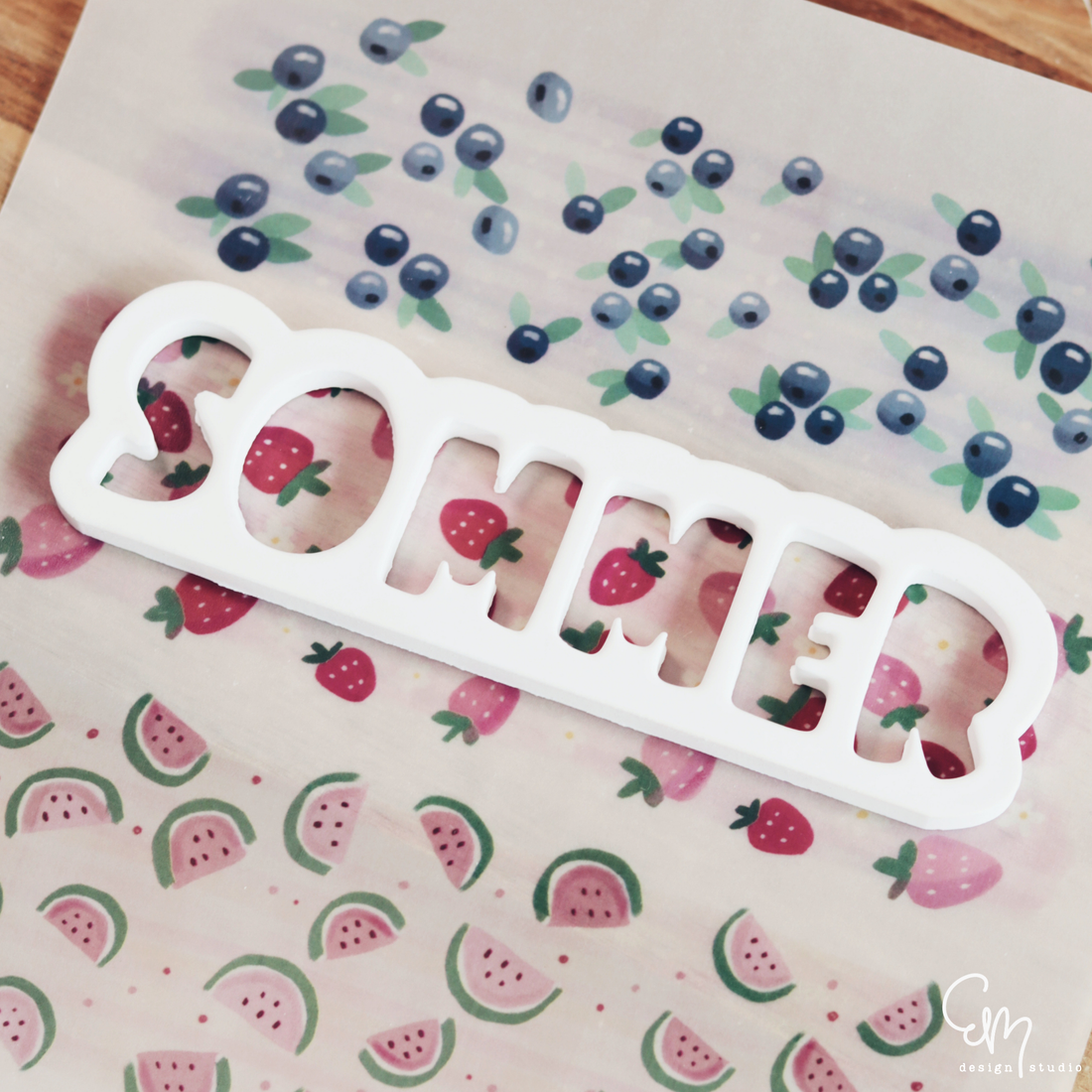 Bedrucktes Transparentpapier "süße Früchte" - passend für Sommer Schriftzug und andere DIY Projekte