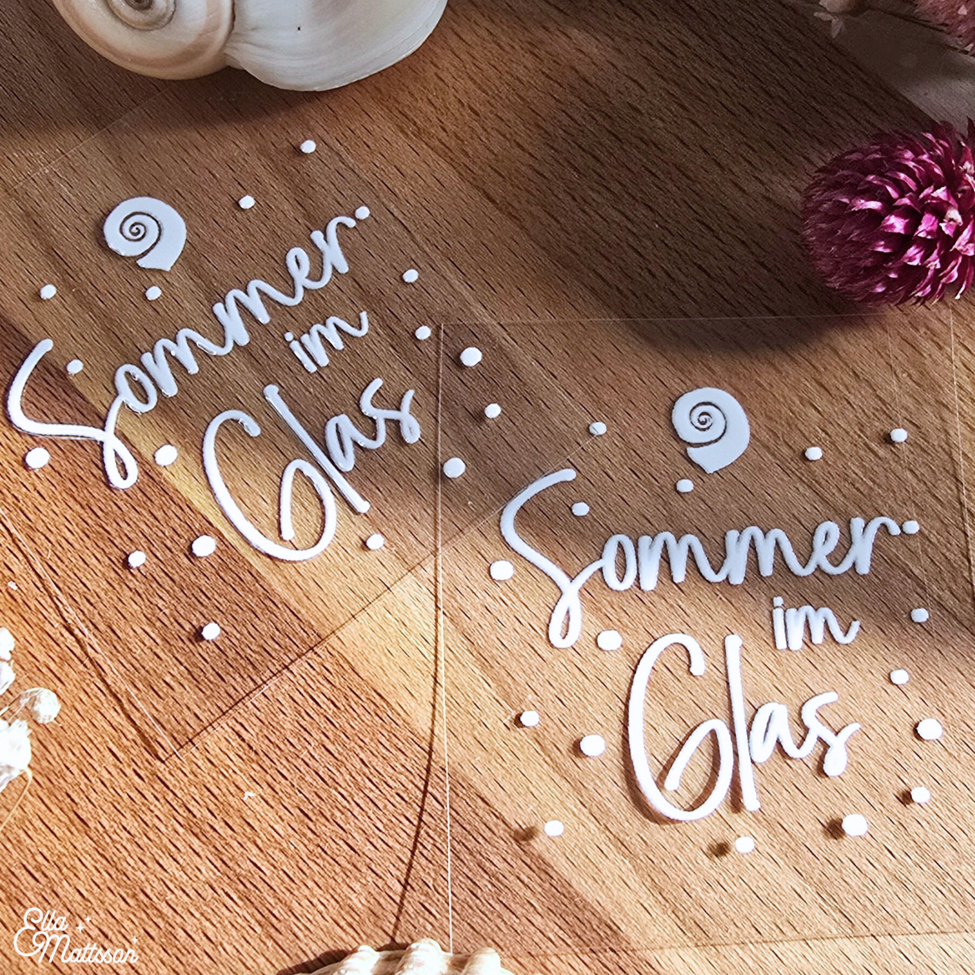 Rub On Sticker - "Sommer im Glas" - 2 Schriftzüge
