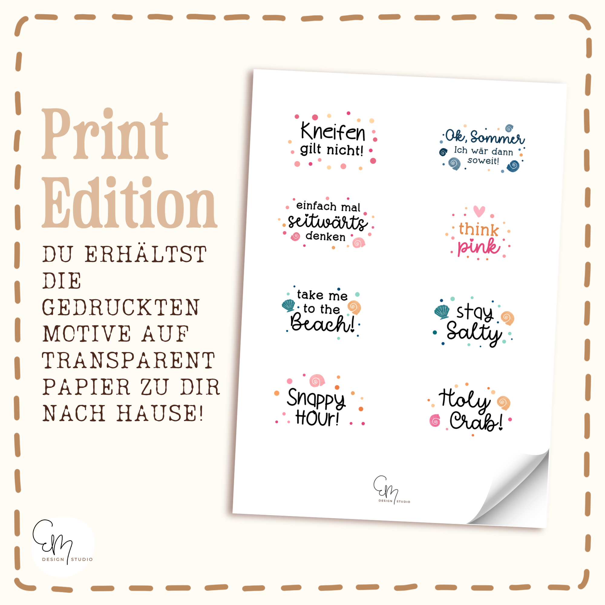 Gedruckte Inlay-Vorlagen auf Transparentpapier – "Lenny Crabitz"