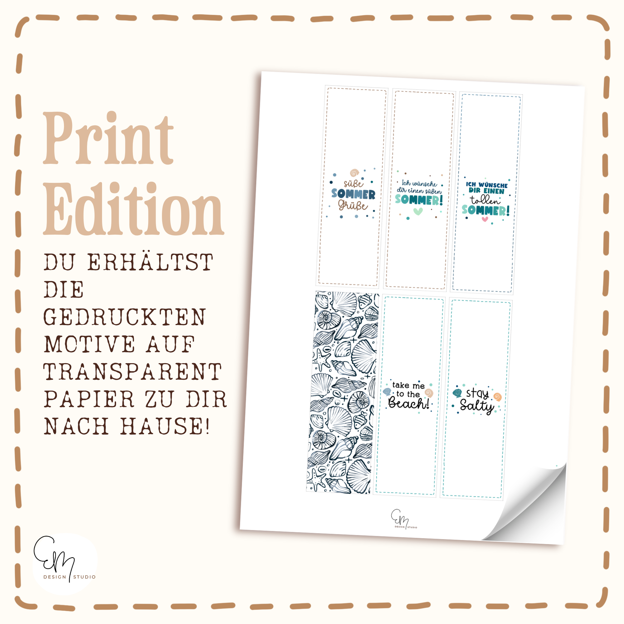 Gedruckte Banderolen "Maritime Motive" - passend für Schokotafel Halter