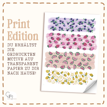 Bedrucktes Transparentpapier "süße Früchte" - passend für Sommer Schriftzug und andere DIY Projekte