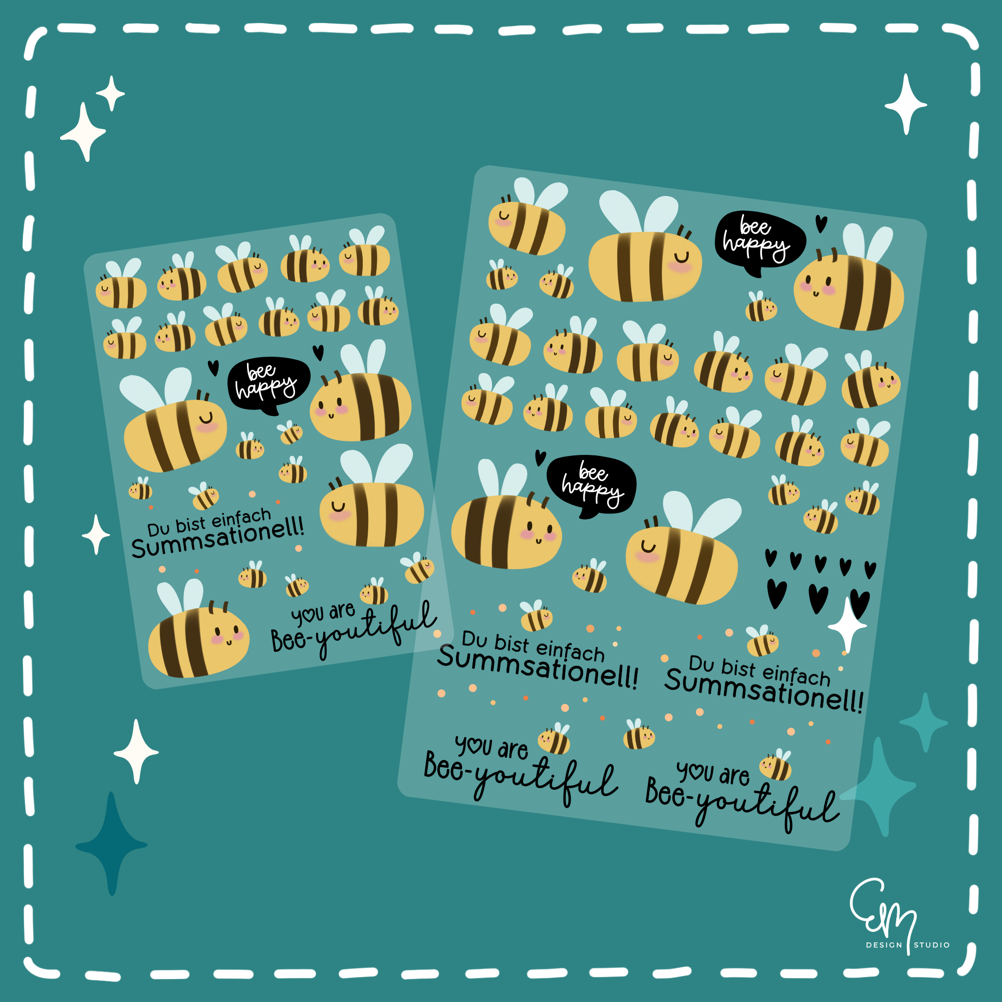 Rub on Sticker "Süße Bienchen" - Auswahl zwischen DIN A5 & DIN A6