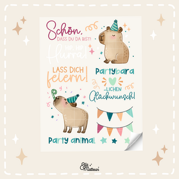 Rub On Sticker Din A6 - Capybara  Partybara