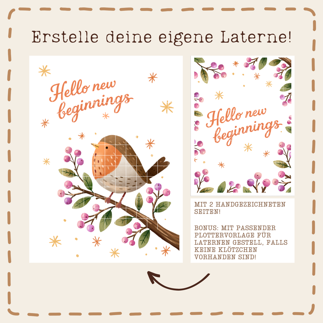 Laterne Druckvorlage - Robin and the new beginnings
