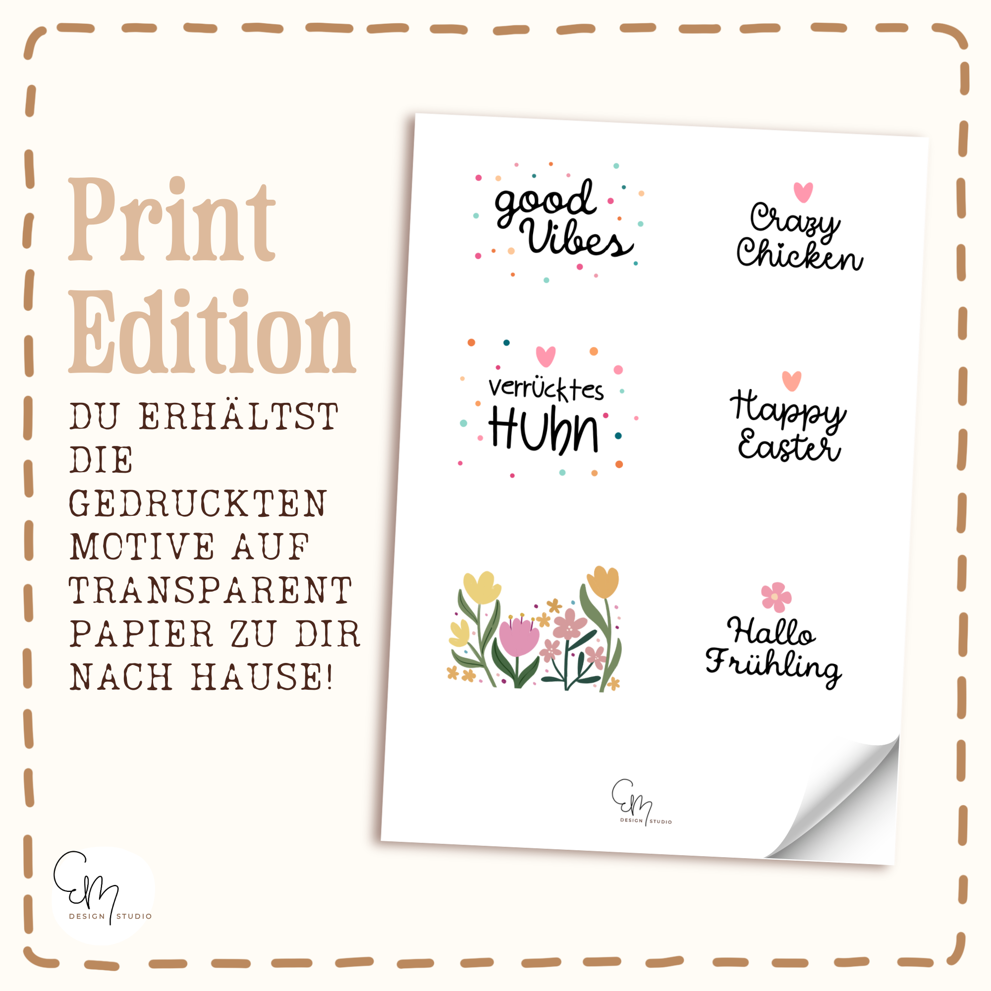 Gedruckte Inlay-Vorlagen auf Transparentpapier – "Henny Bloom"