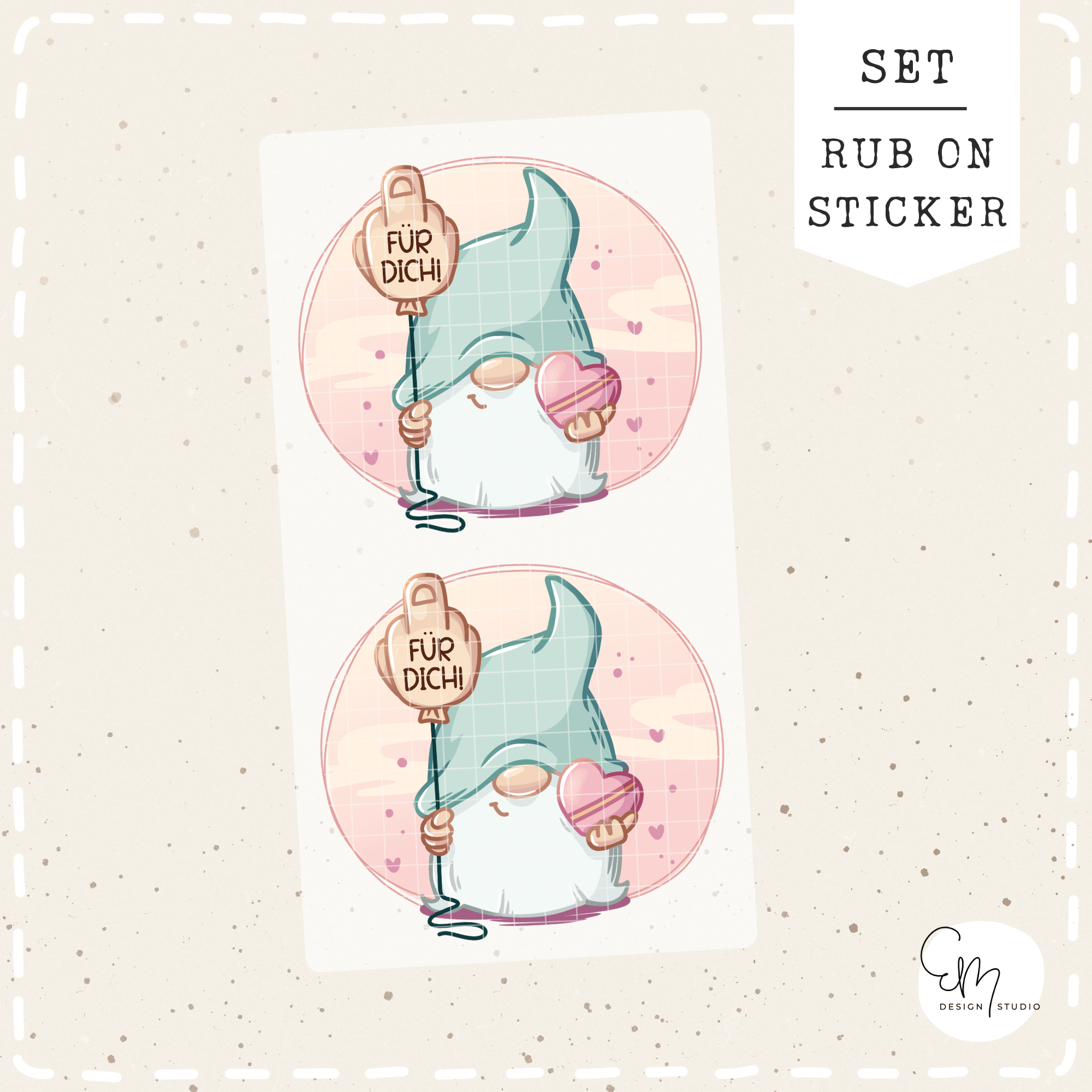 Rub on Sticker - "Mittelfinger Ballon Wichtel"