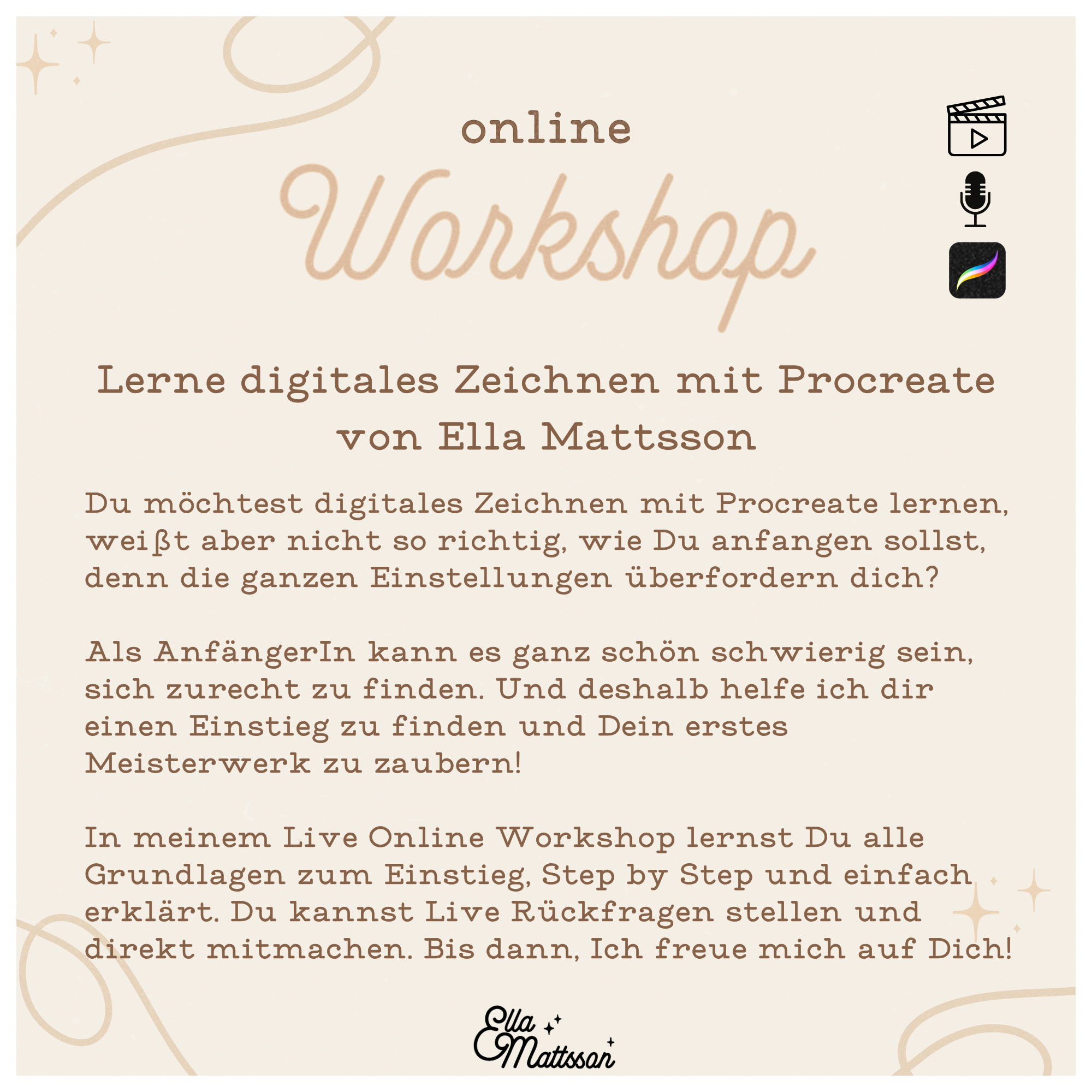 TICKET 19.09.2024 - Online Workshop - Procreate Grundlagen für Anfänger - Ella Mattsson