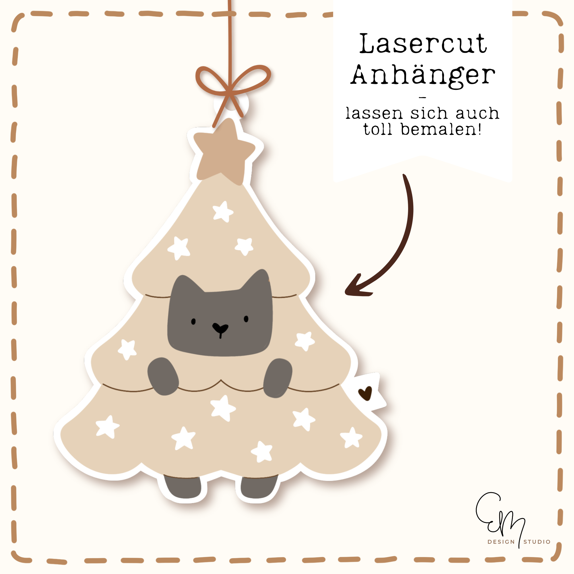 Lasercut Datei - meowy Christmas Anhänger (Inkl. Datei zum Plotten)
