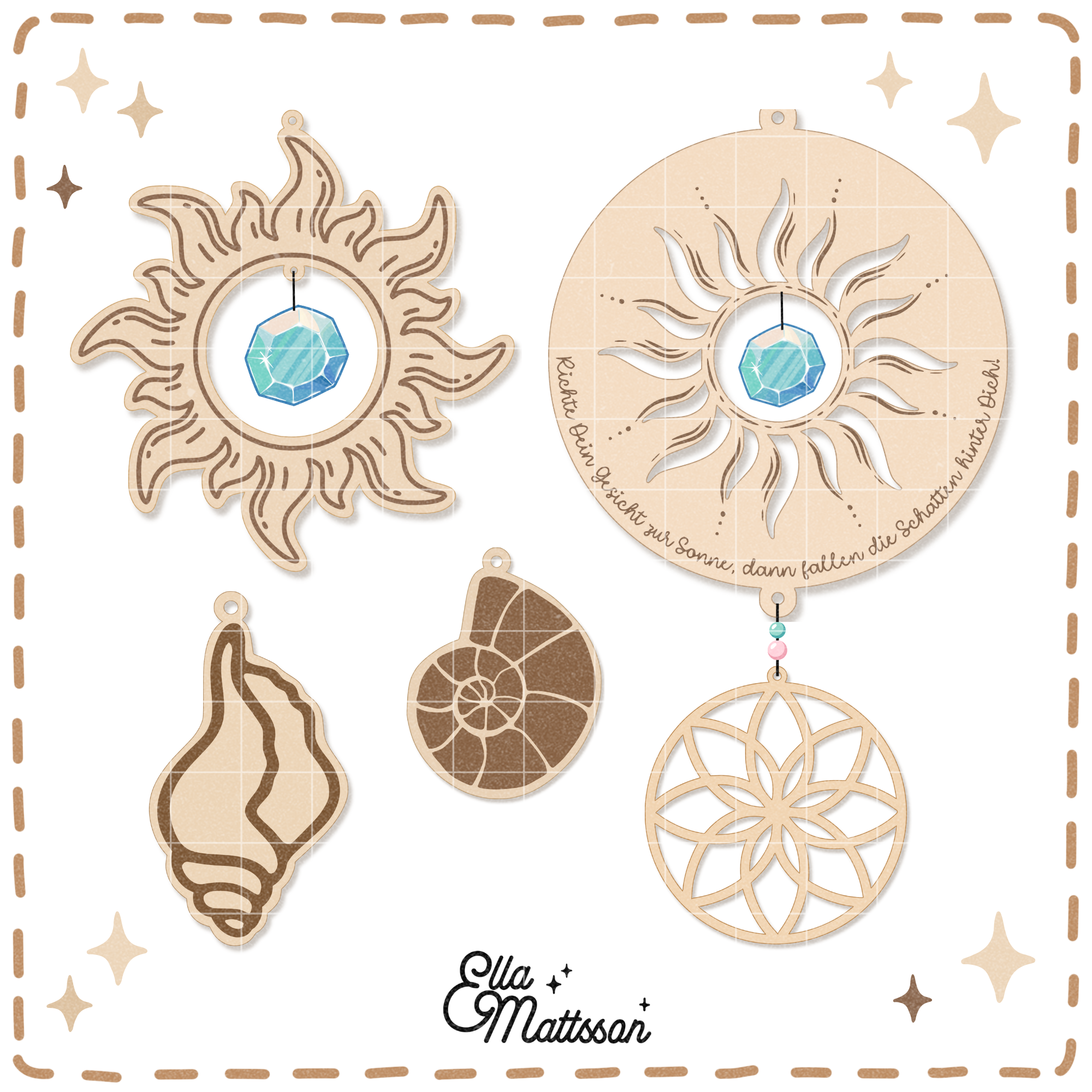 Lasercut & Plotterdatei - "Boho Sun" Suncatcher