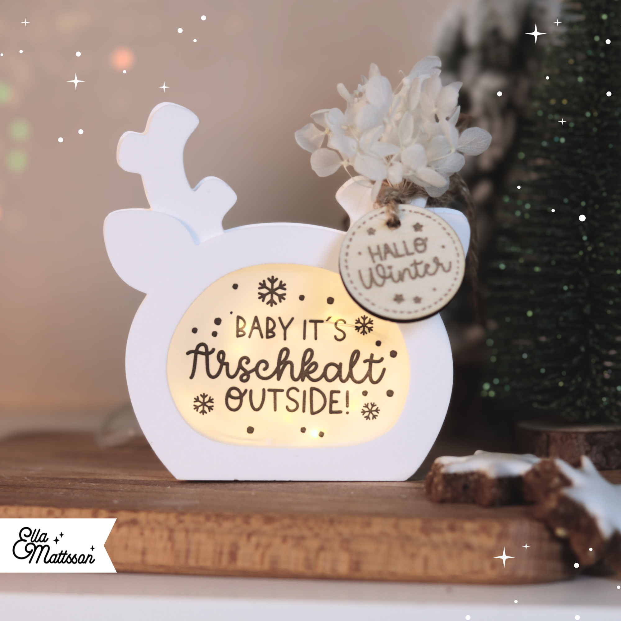 Silikonform - "Leuchtender Hirschkopf" + Gratis Druckvorlagen