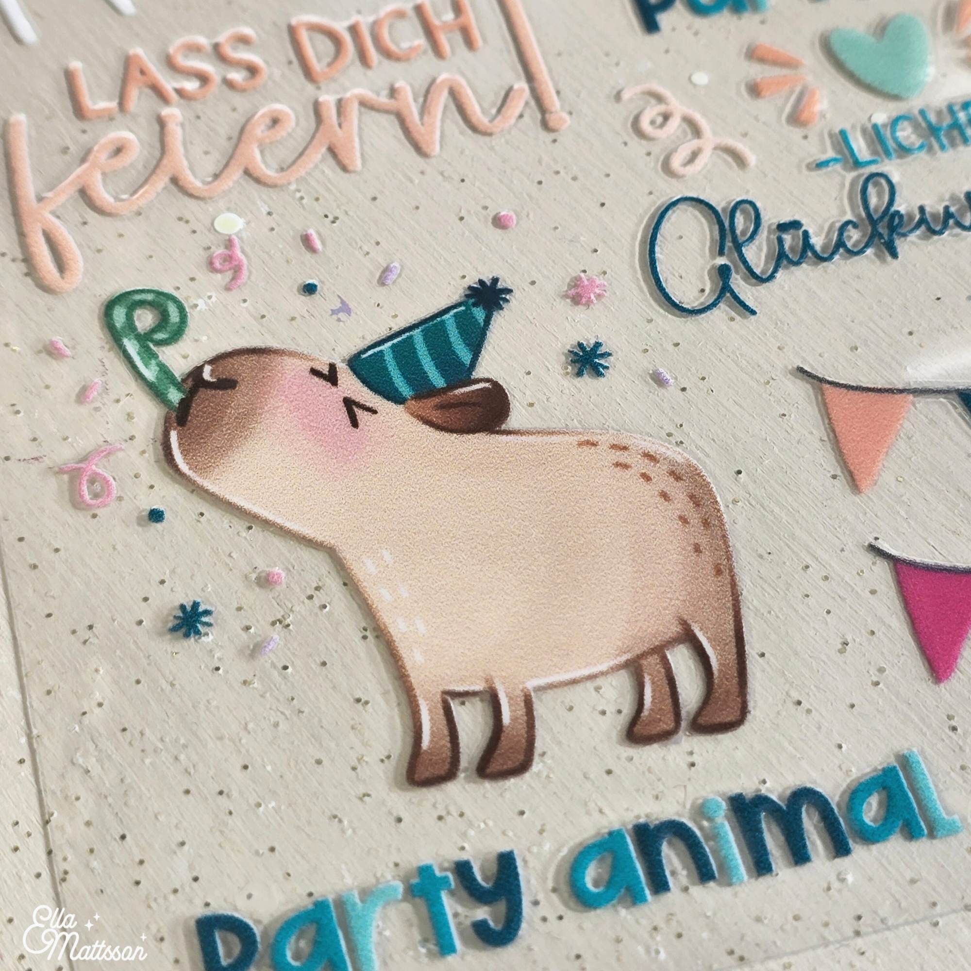Rub On Sticker Din A6 - Capybara  Partybara