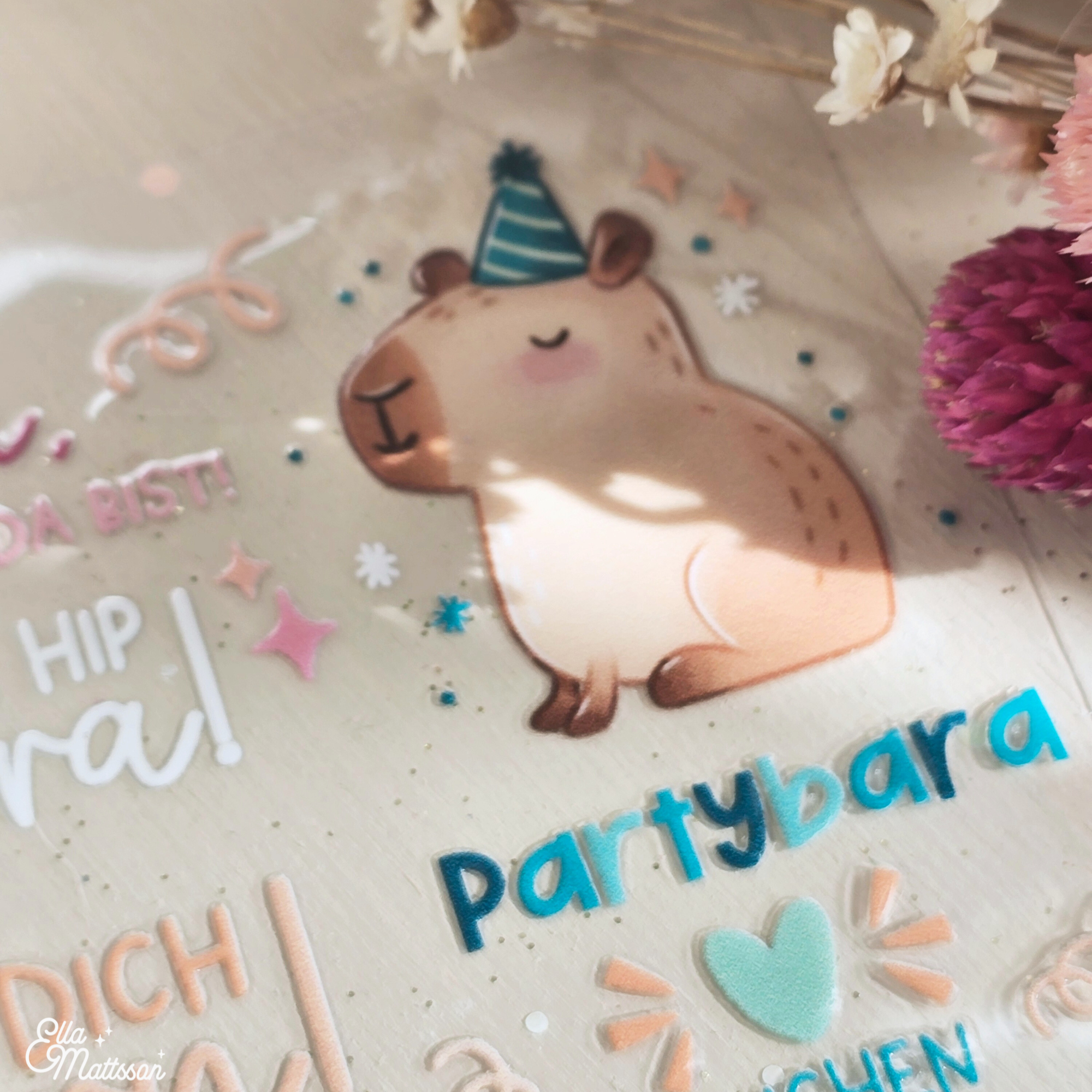 Rub On Sticker Din A6 - Capybara  Partybara