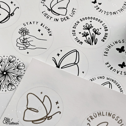 Druckvorlage Kerzensticker für Teelichte "Frühlingsmotive"