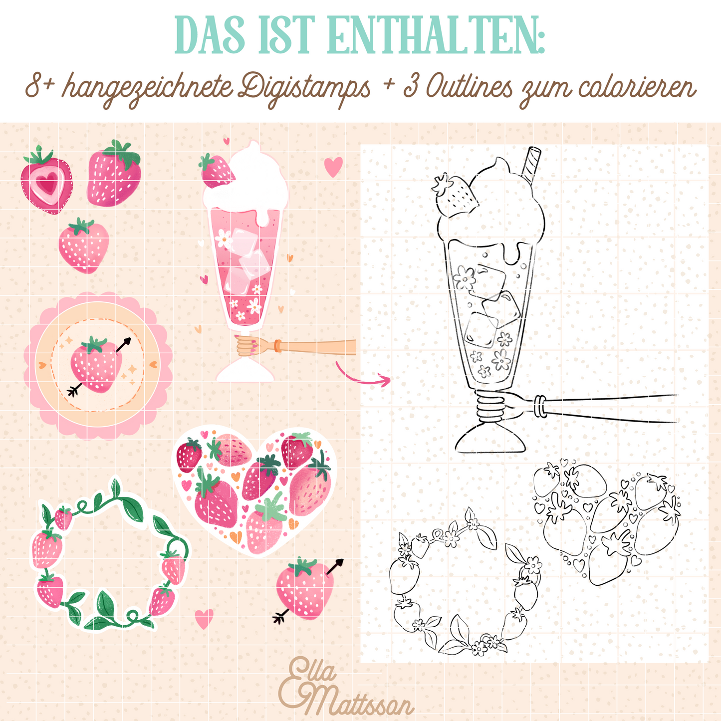 Digiset - "Erdbeerliebe" - Ella Mattsson®