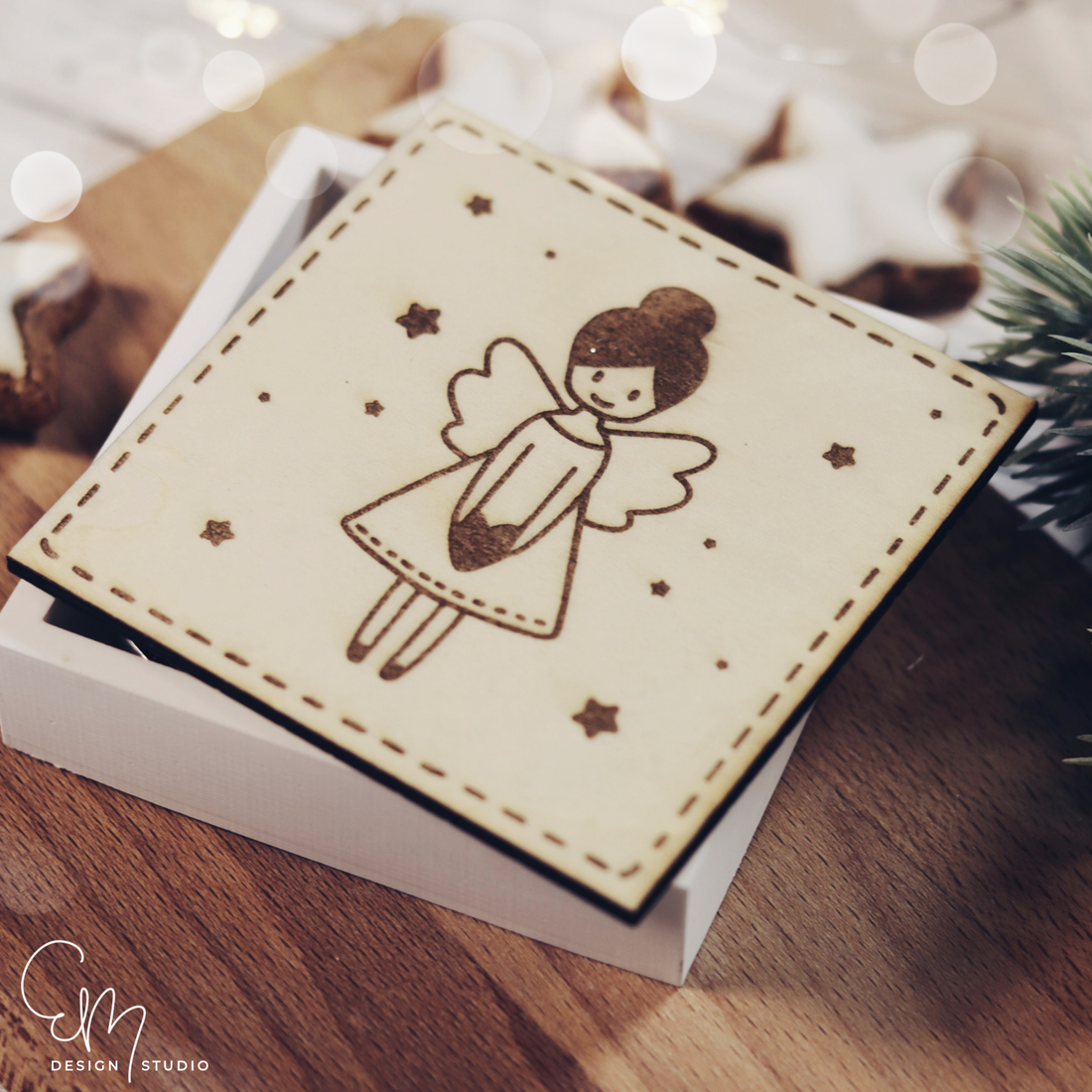 Lasercut Datei - Deckel für 4er Teelicht Schatulle "Engelchen"