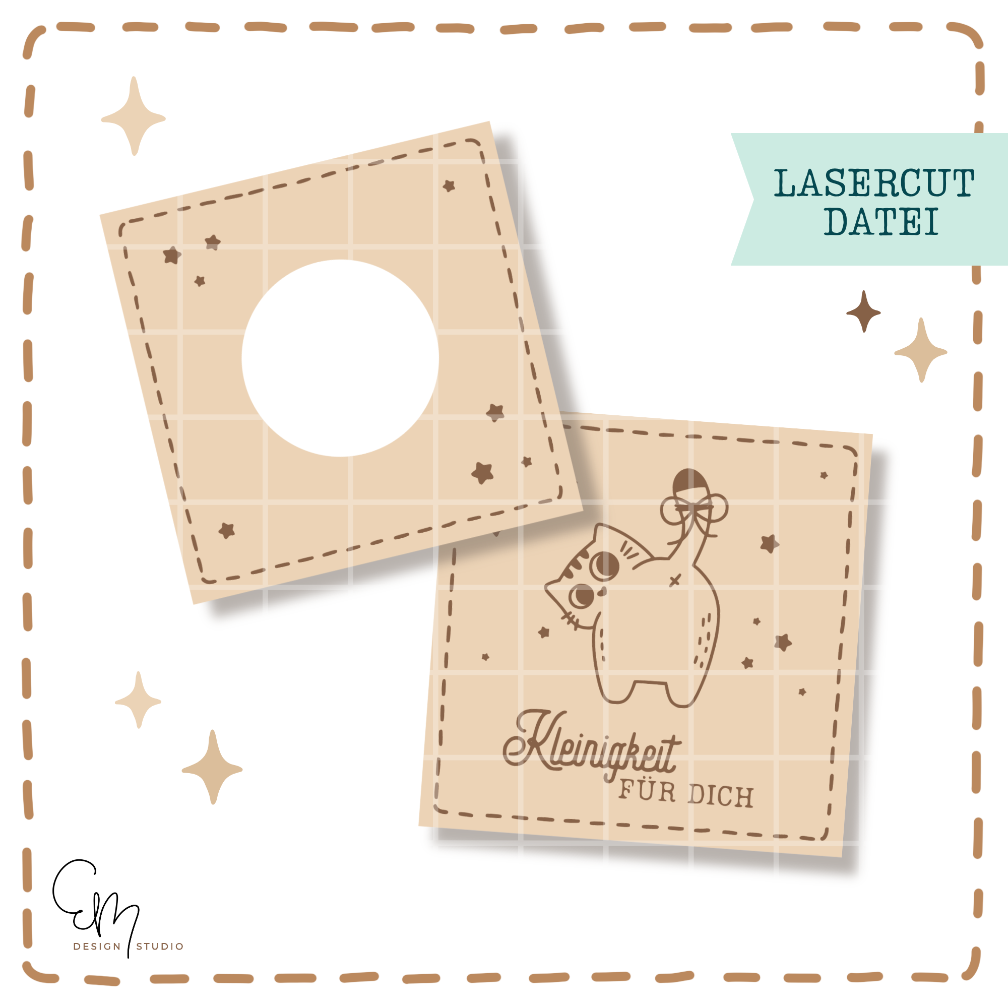 Lasercut Datei - Deckel für 4er Teelicht Schatulle "Kleinigkeit für dich - Katze"