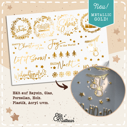 NEU - RUB ON STICKER in metallic Gold! "Best of Weihnachten bei Ella" - Ella Mattsson©